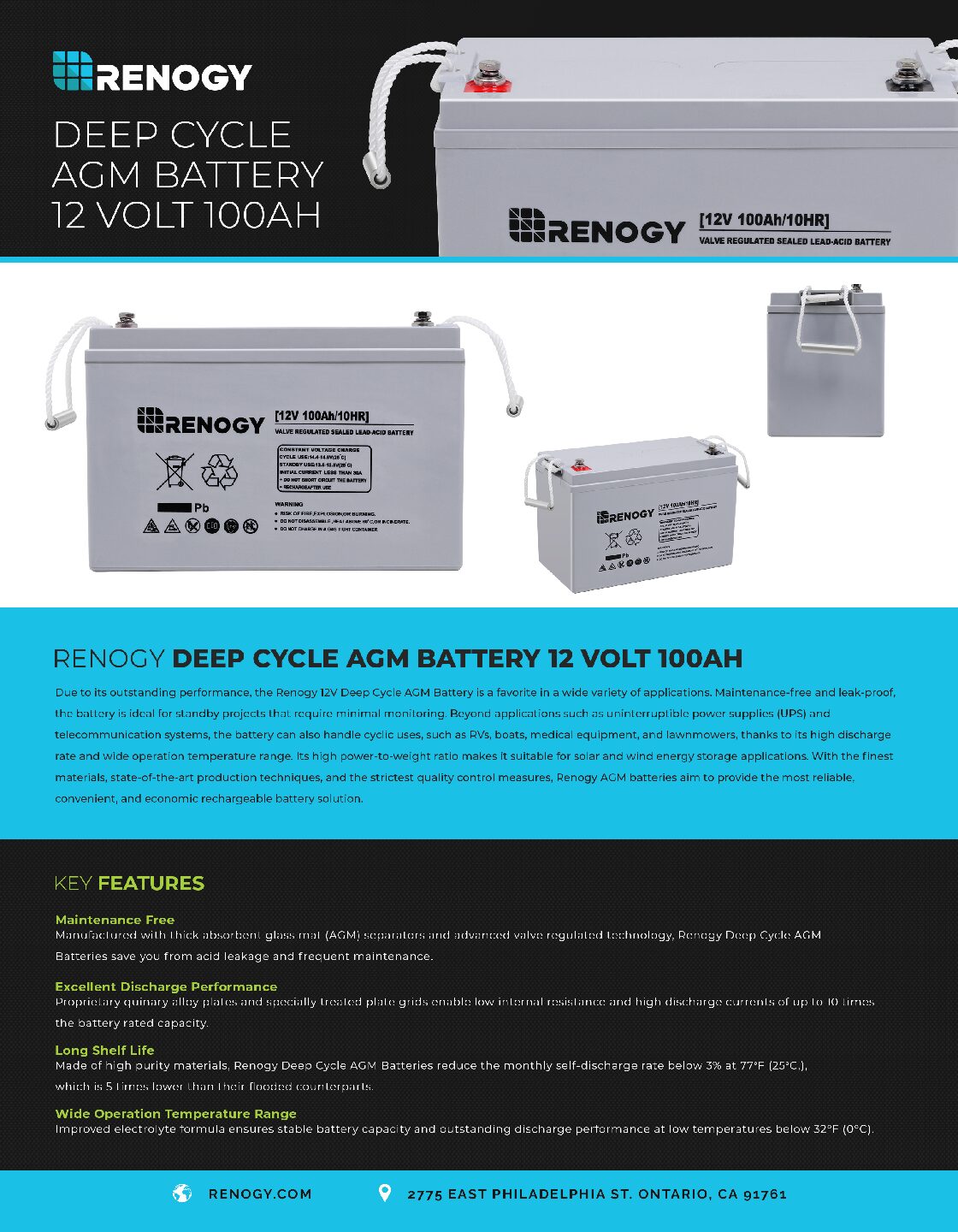 Deep Cycle AGM Battery 12 Volt 100Ah