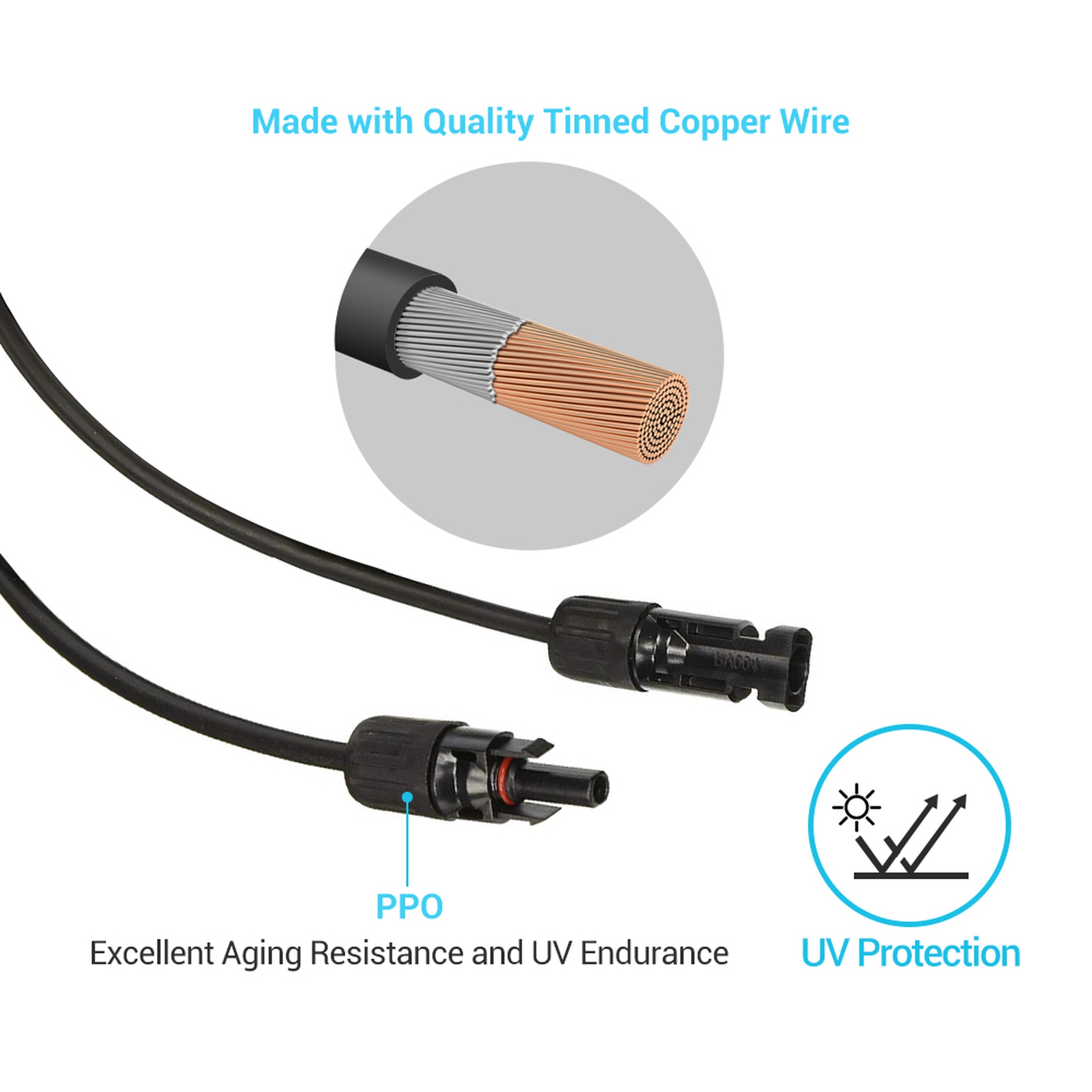 MC4 Extension Cable Set (2 Cables) 14 Gauge - 42 Inches - Off-Grid - Sirius  Survival